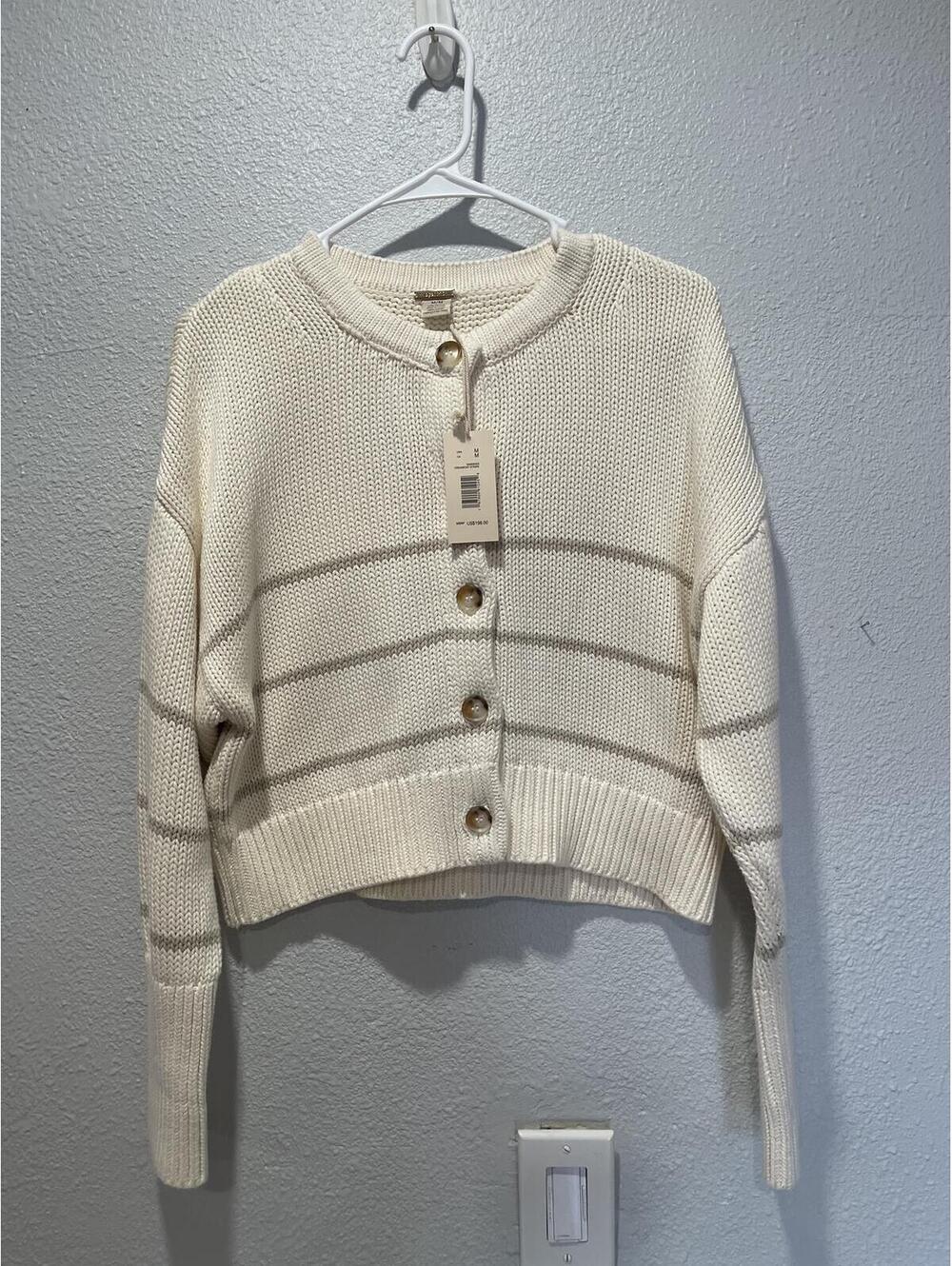 Megachoni Cream Knit Button-Up Cardigan Sweater M/L